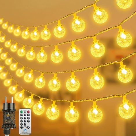 Realky 100 LED Guirlande Lumineuse,15M Guirlande Lumineuse Interieur,Rideau Lumineux Extérieur,IP65 Étancher,8 Modes,Noel Decoration Exterieur,Convient Pour Les mariages, Les Jardins, Les Fêtes, etc. (1/5)
