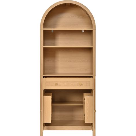 Credenza alta con arco, mobile contenitore in MDF e truciolato, 76 x 40 x 180 cm, naturale, MODENUIT (1/5)