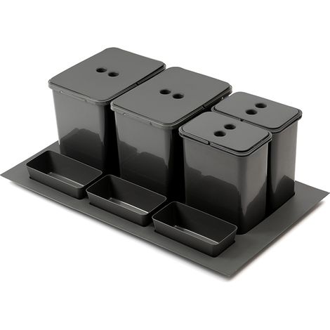 Abfallsortierer 2x16 + 2x8 l, eingebaut in Schublade 800 - 900 mm, anthrazit SANS MARQUE