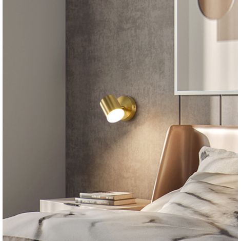 Applique murale LED orientable 7W, 3 couleurs, finition dorée, pour chambre et miroir(or) (1/5)