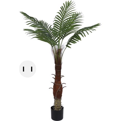 Palmier tropical lumineux réaliste 1,2m 200LED IP65 extérieur, arbre artificiel éclairé pour plage jardin été fête, prise US 110V (1/5)
