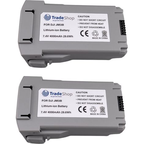 2x Trade-Shop Li-Ion Akku 7,4V / 4000mAh kompatibel mit DJI Mini 3, Mini 3 Pro, Mini 4 ersetzt JMI3B, BWX162 / Zubehör für Drohne