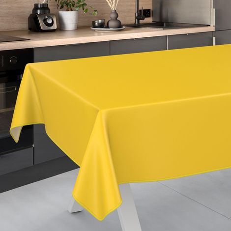 Nappe en Toile cirée Lavable, pour Table de Jardin, extérieur et intérieur, avec Ourlet, 240 x 140 cm, Jaune (1/5)