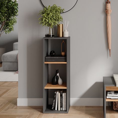 Mueble zapatero Orlando, Antracita/roble dorado, 30 x 90.5 cm, Vicco