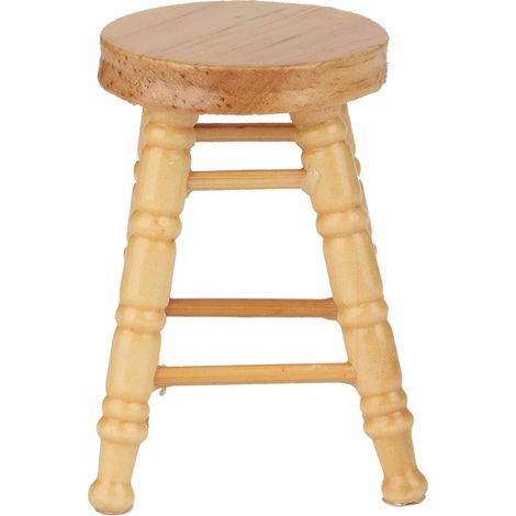Tabouret rond miniature en bois à l'échelle 1:12, modèle idéal pour maison de poupée (1/5)
