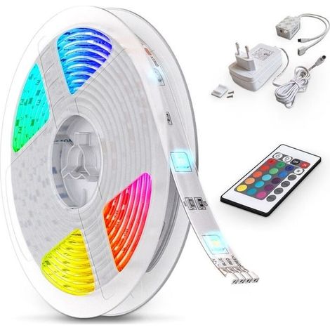 Bande LED 5m stripe RGB éclairage décoratif bande lumineuse RGB changement de couleurs (1/4)