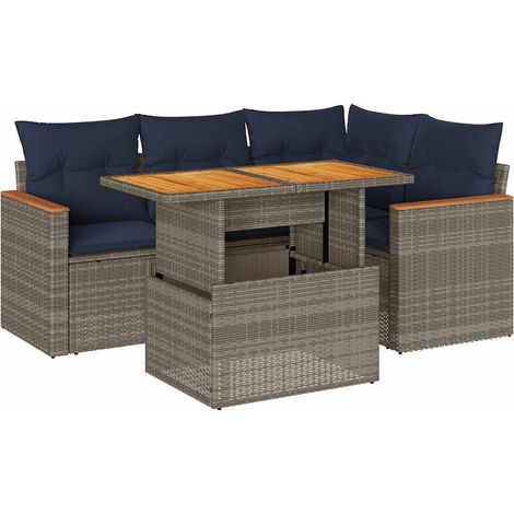 Maison Exclusive - 5-tlg. Garten-Sofagarnitur mit Kissen Grau Pol