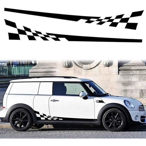 Drapeau à Damier de Course Treillis Grille Rayure Graphique étanche porte de Voiture Autocollants Latéraux Décorations (Noir) (1/4)