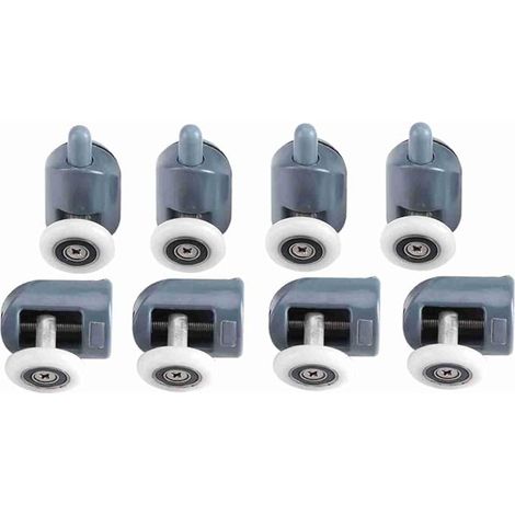 Juego de 8 rodillos Pilipane de 19 mm de diámetro para puertas correderas de cristal de baño, rodillos para puertas de ducha, deslizadores, ruedas, alta capacidad de carga, ultra silenciosos. (1/5)