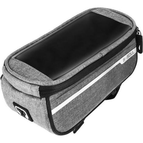 Sacoche Vélo Smartphone Étanche AVIZAR - Gris - Pochette à Fenêtre Tactile - Espace de Rangement (1/5)
