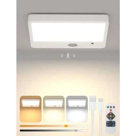 Plafonnier LEDLampe de Plafonnieravec Détecteur,Rechargeable,3 Températures de Couleur,260LM,150°,6M-Installation magnétique (1/5)
