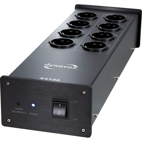 Dynavox filtro di rete HiFi X4100B, multipresa con 8 prese, con spia LED per il corretto allineamento di fase, nero (1/5)