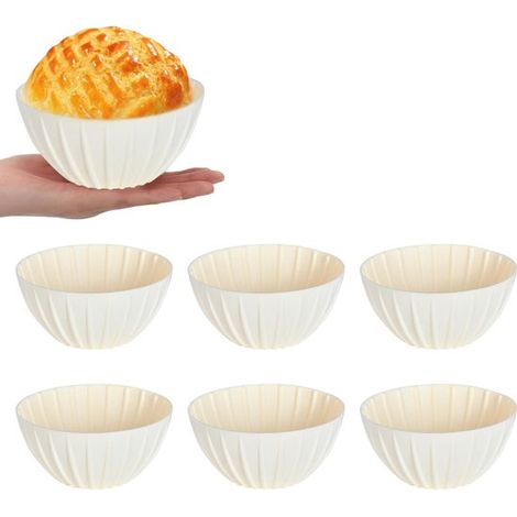 Set mit 6 kleinen runden Silikon-Gärkörben elfenbeinweiß lebensmittelecht für kleine Brötchen Sauerteigbrötchen und zum Backen zu Hause 13 x 13 x 6 cm (1/5)