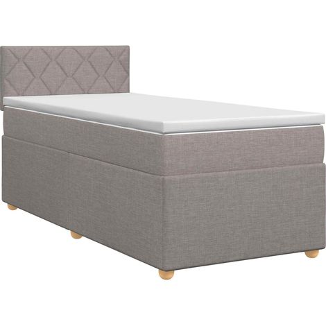 Boxspringbett mit Matratze mit Kopfteil Taupe 90 x 200 cm Stoff vidaXL (1/5)