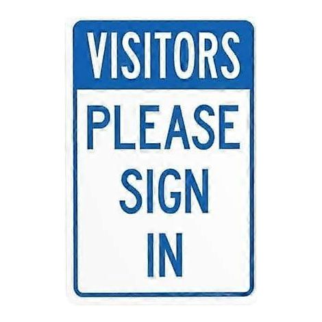 Tous les visiteurs doivent s'enregistrer au bureau. Panneau d'avertissement métallique « Enregistrement des visiteurs », plaque murale graphique 8 x 12 pouces pour entreprise, bureau. (1/5)