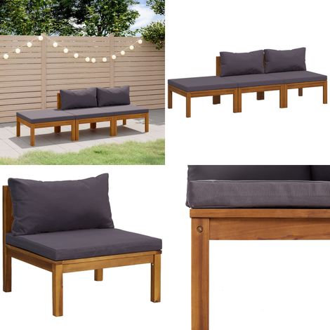 3-tlg. Garten-Lounge-Set mit Auflage Massivholz Akazie - Garten-Lounge-Set - Garten-Lounge-Sets - Home & Living (1/5)