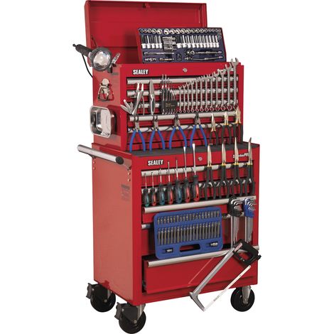 Sealey APCOMBOBBTK55 Superline PRO® Topchest & Rollcab Combination 10 Drawer with 148pc Tool Kit - Red
