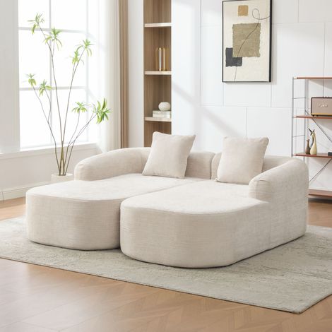 Sofa modulare in tessuto chenille, riempito con schiuma ad alta elasticità 30D. Facile da spostare e con fondo antiscivolo, ideale per soggiorni e altri ambienti. Beige (1/5)