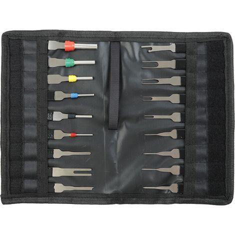 Extracteur de cosses - Kit de 18 Outils de Retrait de cosses - Dureté élevée - Pas de Rouille - Pas de déformation - Kit d'extracteur de connecteur de câblage électrique de Voiture (1/4)