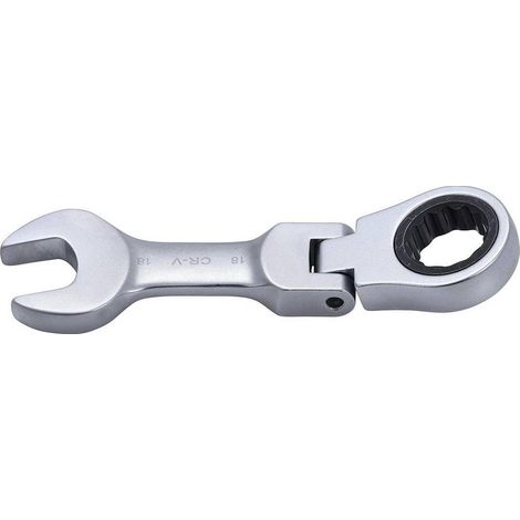 Clé Mixte à Cliquet Courte à Couder 18 mm - Acier Résistant - Maniabilité et Précision, Zones Difficiles - D-Work