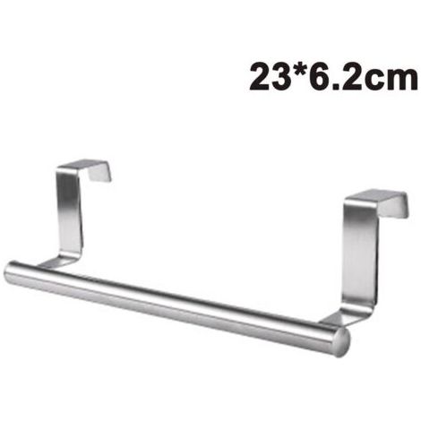 Porte-serviettes moderne avec crochets pour salle de bain et cuisine, porte-serviettes en acier inoxydable brossé sur le meuble 23 × 6,2 cm