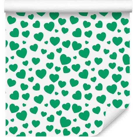 Papier peint Cœur Blanc, Menthe et Bleu Mer 50x1000 cm (1/5)