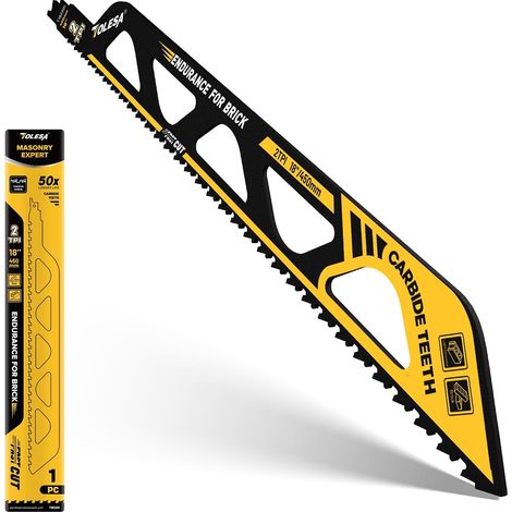 Lames de scie alternative pour maçonnerie et démolition – Lames de 450 mm en carbure pour brique, brique creuse et béton cellulaire, lot de 1 (1/5)