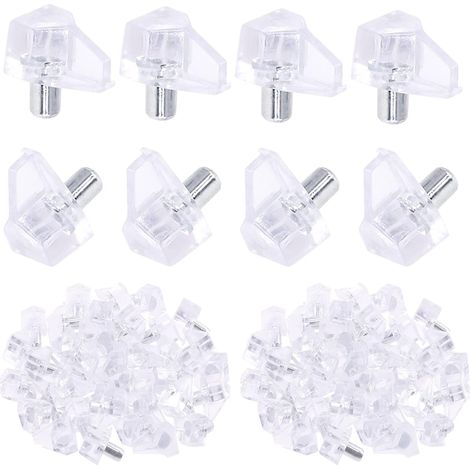 Lot de 200 broches transparentes de 5 mm en plastique transparent pour étagères,supports d'étagères et centres de divertissement (1/5)