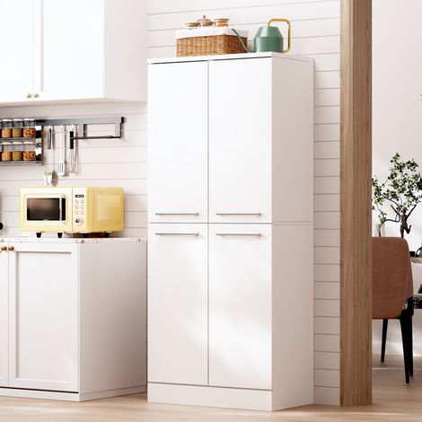 Mobile cucina alto 4 ante, ripiani regolabili, bianco lucido 76 x 42 x 179,5 cm DESVIAE (1/5)