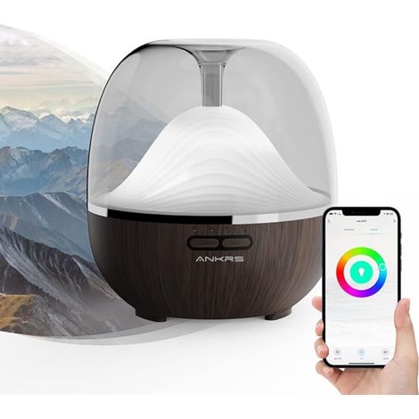Diffuseur d'Huiles Essentielles WiFi, Humidificateur d'air Compatible avec, Électrique Connecté avec RGB Colorées, Timer et Contrôle à Distance sur l’APP (1/5)