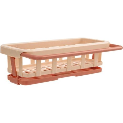 Étagère de drainage murale avec rangement, support facile à installer pour évier de cuisine, rose (1/2)