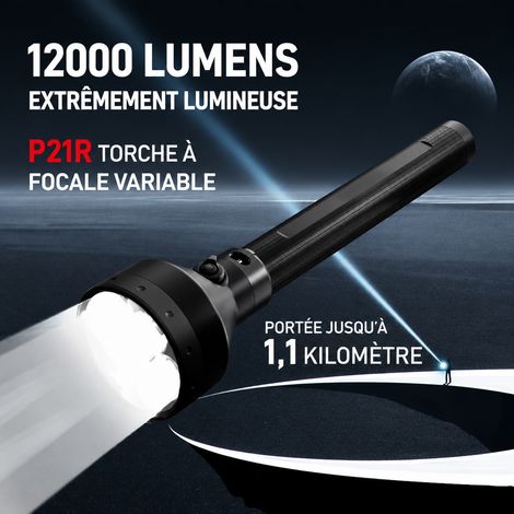Lampe torche LED rechargeable 150W zoomable étanche IP68 longue portée grand angle avec chargeur protection surcharge 2,2 kg – Livraison gratuite (1/5)