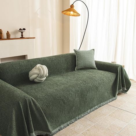 3 Seater Sofa Cover, Cat Anti Claw Protection, Olive Green, Washable Chenille Sofa Cover, 180 x 300 cm (1/5)