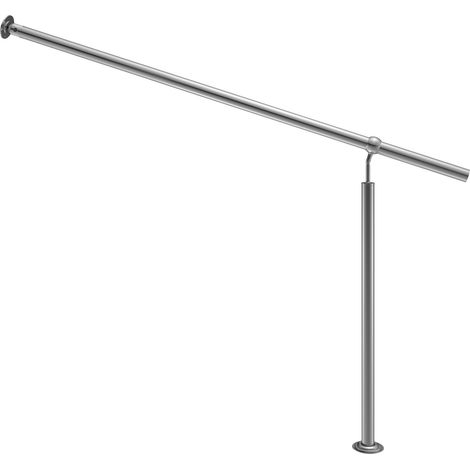 MONZANA® Handrails For Stairs 80-160cm Stainless Steel Stair Outdoor Handrail - Single Column Floor and Wall Mounted Hand Rails for Outdoor Steps, Hand Rail for Entrance & Garden Steps - Brushed Steel