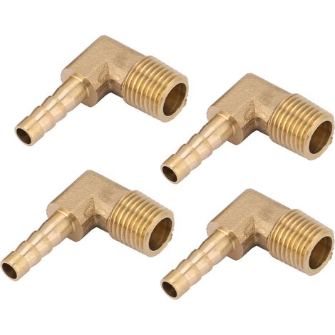 4 raccords coudés mâles en laiton pour tuyau d'arrosage, filetage G1/4" 6 mm (1/5)
