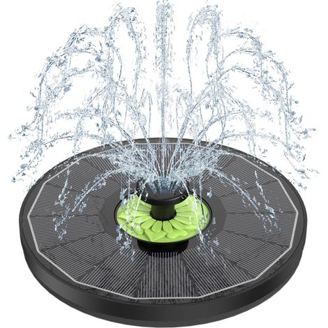 Fontaine Solaire Extérieur, 3.5W Flottante Pompe Bassin Solaire, Verre avec 7 Buses & 4 Tiges Fixes pour Bain d'oiseaux Aquarium Jardin (Noir) Noir - (1/5)