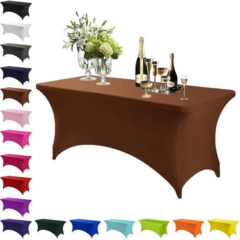 Spandex Stretch Tischdecke Braun 183x76cm, waschbar, knitterfrei, rechteckig