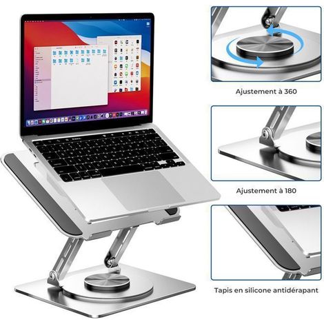 Support ordinateur pliable réglable 180° et rotatif 360°, compatible PC 11-17,3 pouces (1/5)