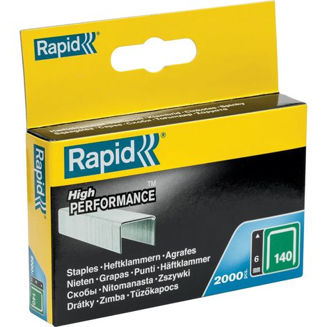 RAPID - Agrafes en fil plat, n°140/06mm - Boîte carton 2000 - Fixation de l'isolation, tissu, décoration, bois tendre, plastique mince, extérieur - (11905731)