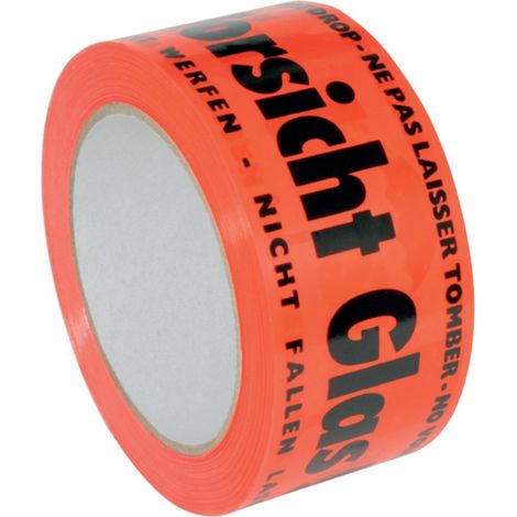 PVC-Warnband 50mm x 66m Vorsicht Glas leuchtorange (1/2)
