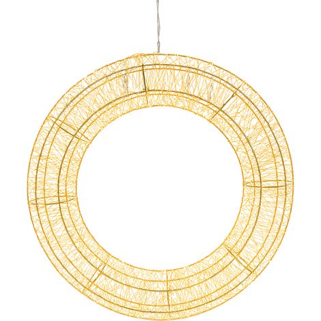 Corona natalizia tonda in metallo luminosa con LED a luce calda per decorazioni natalizie -38 cm (1/3)