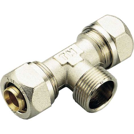 "TEE MASCHIO A COMPRESSIONE PER MULTISTRATO TM Ø16 x 1/2"""" x Ø16 (2,0) mm"
