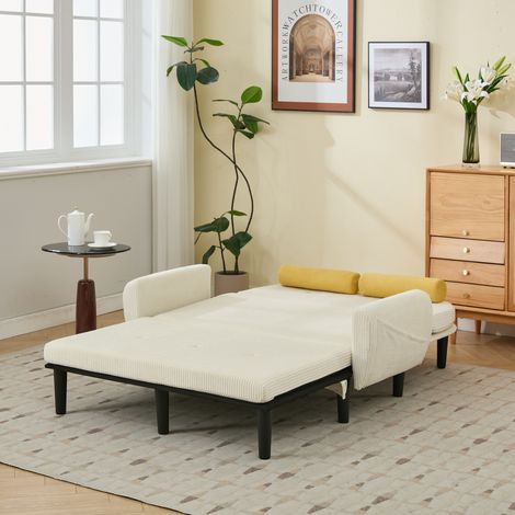 Canapé en tissu lin, avec 4 coussins. Matelas épais et souple. Parfait pour le salon, la chambre à coucher ou le balcon. Gris clair. (1/5)