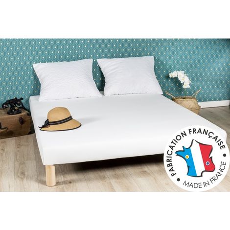 Sommier Tapissier Blanc 80x200 Fabrication Française Artisanale Livré avec Pieds