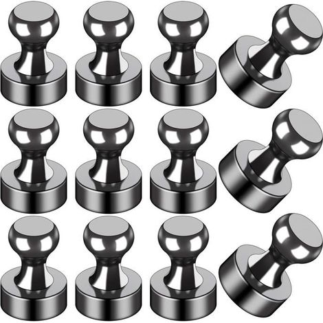 BelleRise - Aimants pour réfrigérateur (12 pièces), tableau blanc pour réfrigérateur, petits aimants puissants, pour salle de classe, noirs (1/5)