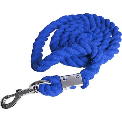 Longe pour chevaux, corde résistante, rênes d'équitation, licol, corde en coton robuste pour chevaux et bétail, bleue (1/4)