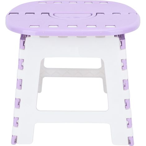Tabouret pliant escabeau ménager en plastique violet clair pour camping pêche extérieur, petit marchepied repliable (1/5)