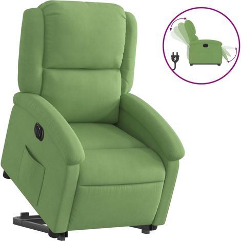 vidaXL Poltrona Alzapersona Reclinabile Elettrica Verde Chiaro Velluto