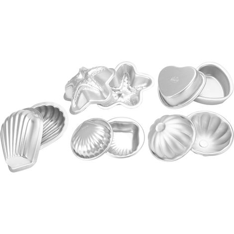 Juego de 12 moldes para bombas de baño y repostería DIY, fabricados en aleación de aluminio. Juego completo con formas (círculos, conchas, vieiras) para creaciones artesanales. (1/5)