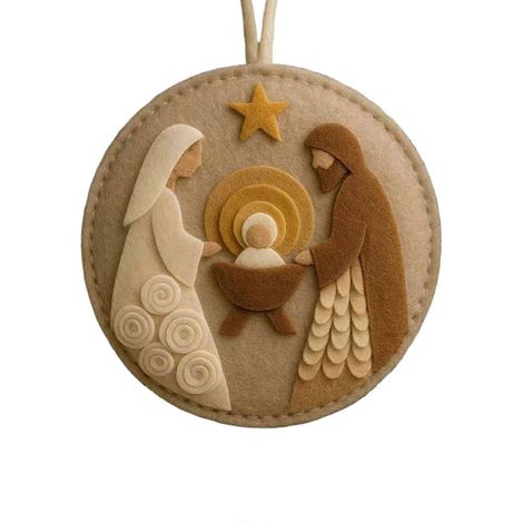 Weihnachtsdekorationen, Jesus, handbestickter Baumwoll- und Leinenstoff, Cartoon-Weihnachtsszene, Weihnachtsbasteleien, Weihnachtsbaum-Inneneinrichtung (1/5)